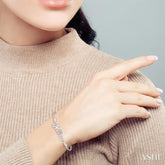 1/20 ctw MOM Carved Round Cut Diamond Sterling Silver Lariat Bracelet